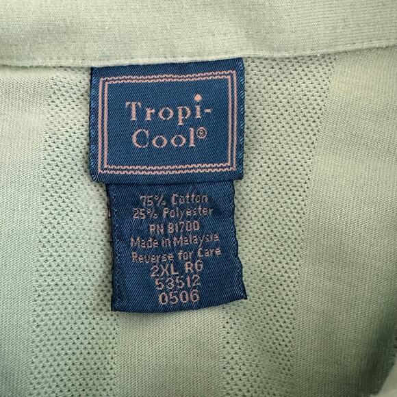 Mens VTG 70's Tropi-Cool Mint Green Polo Short Sleeve Pocket Grandpa Retro 2XL - Picture 5 of 6